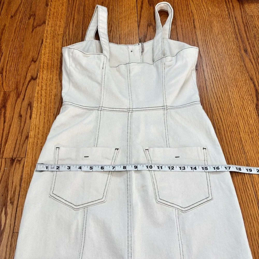 Zara Bodycon Overall Sleeveless corset Black Button Front Off White Denim Dress - Picture 14 of 16